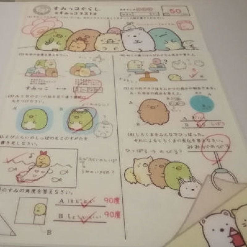 画像1: 180225 すみっコぐらし〜すみっコのおべんきょう〜A4クリアホルダー《ゆうパケットOK》 (1)