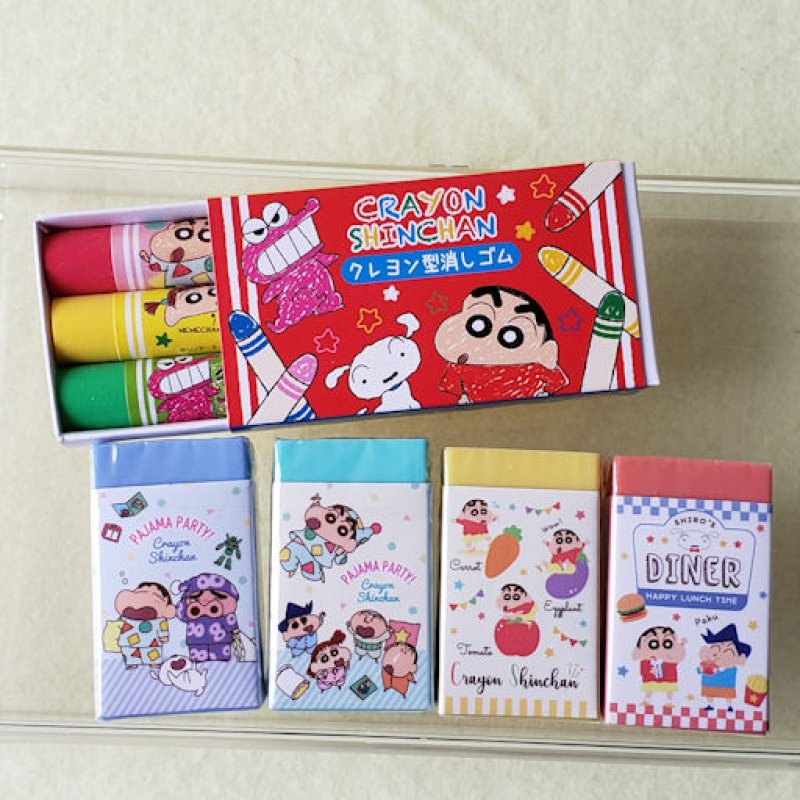 画像1: 210328 クレヨンしんちゃん カラフル消しゴム&クレヨン型消しゴム《ゆうパケットOK》 (1)