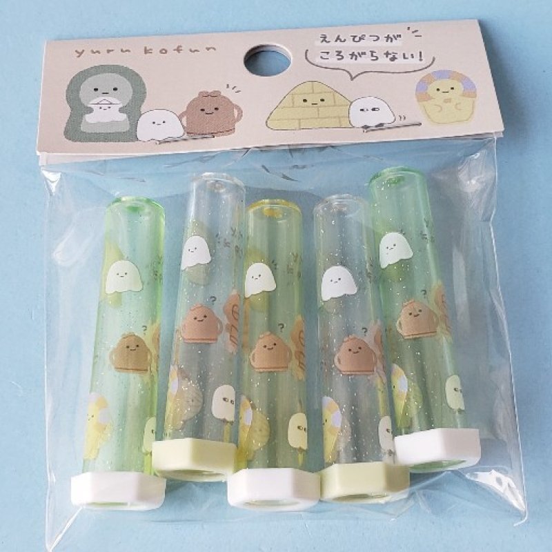 画像1: 240423 ゆるこふん ステーショナリーシリーズ リング付鉛筆キャップ5本セット《ゆうパケットOK》 (1)