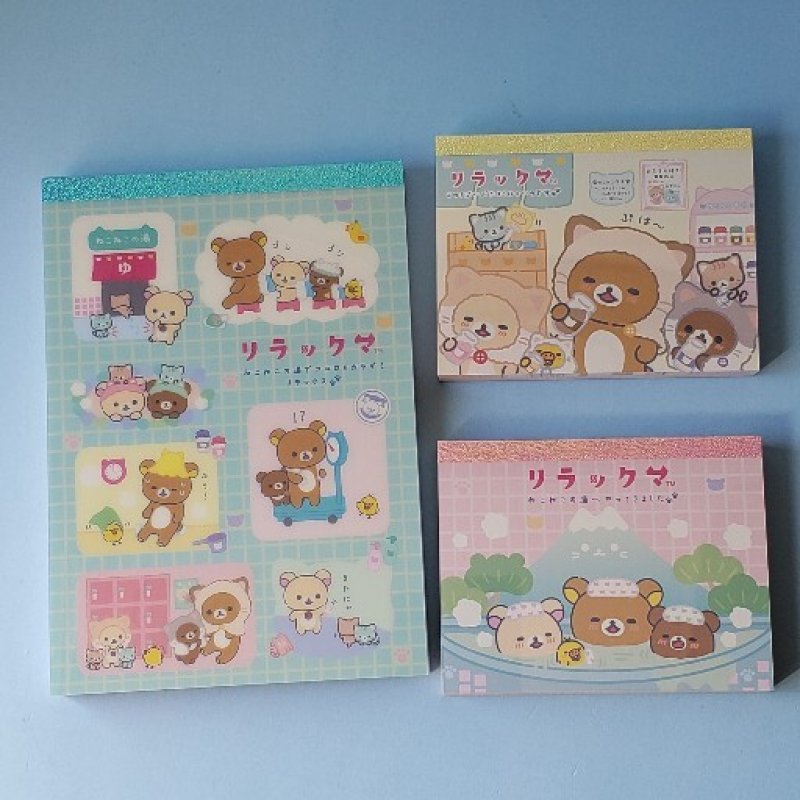 画像1: 231007 リラックマ ねこねこの湯シリーズ メモ《ゆうパケットOK》 (1)