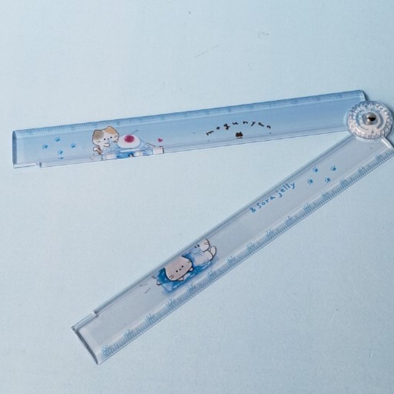 画像1: 250413  もぐにゃん　空ゼリー柄　分度器付き折りたたみ定規＜ゆうパケットOK> (1)