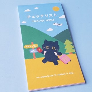 トラベルネコ 文房具3点セット　旅行　ノート・シール・リスト　パスポート風 セリア トラベルネコ ノート シール チェックリスト 3点セット