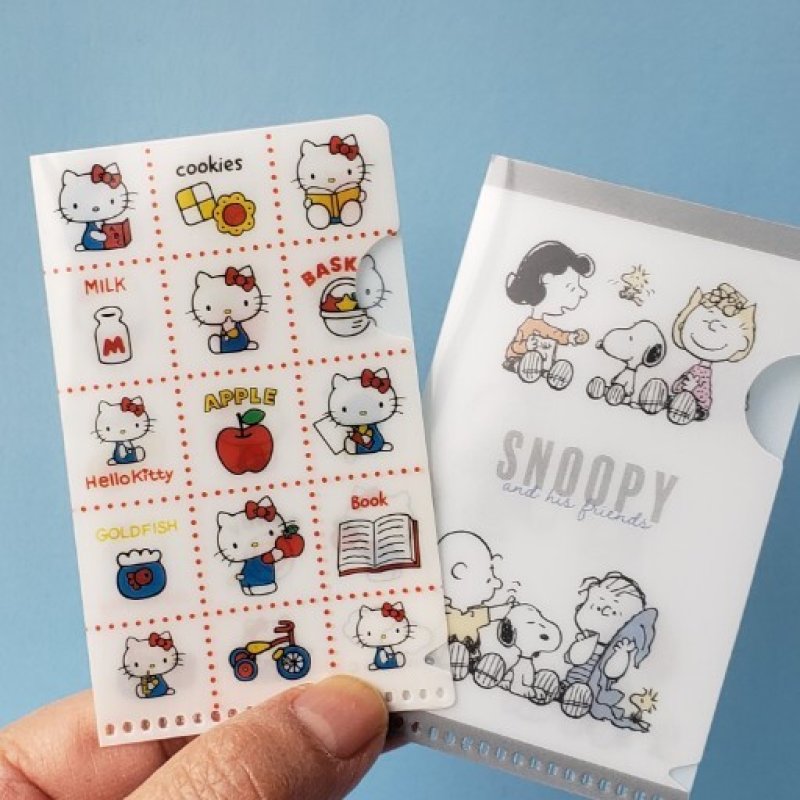 画像1: 251113　SNOOPY＆ハローキティ　カードサイズアイテムコレクション　ミニクリアファイル＜ゆうパケットOK> (1)